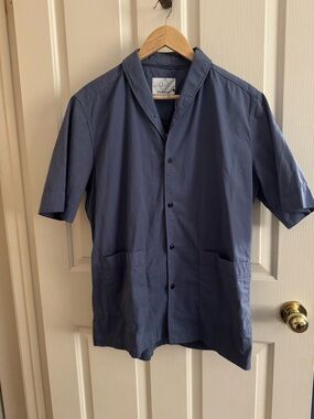 Men's Short-Sleeve Shirt Jacket in Slate Blue